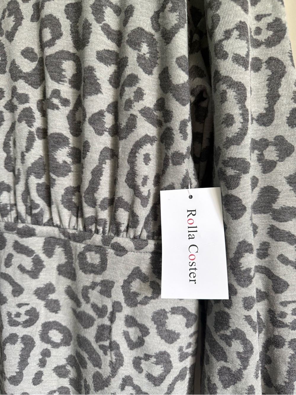 Rolla Coster Gray Leopard Print Long Sleeve Dress NWT Large - Picture 2 of 2